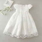9133 Baby Girl Baptism Dress 3-24 Months White Lace Sleeveless Christening Dress Wedding Party Outfit