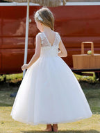 7789 Wholesale White First Holy Communion Dress Lace Custom Tutu Muslim Flower Girl Dress 8-9Y With Real Pictures Cheap Dresses
