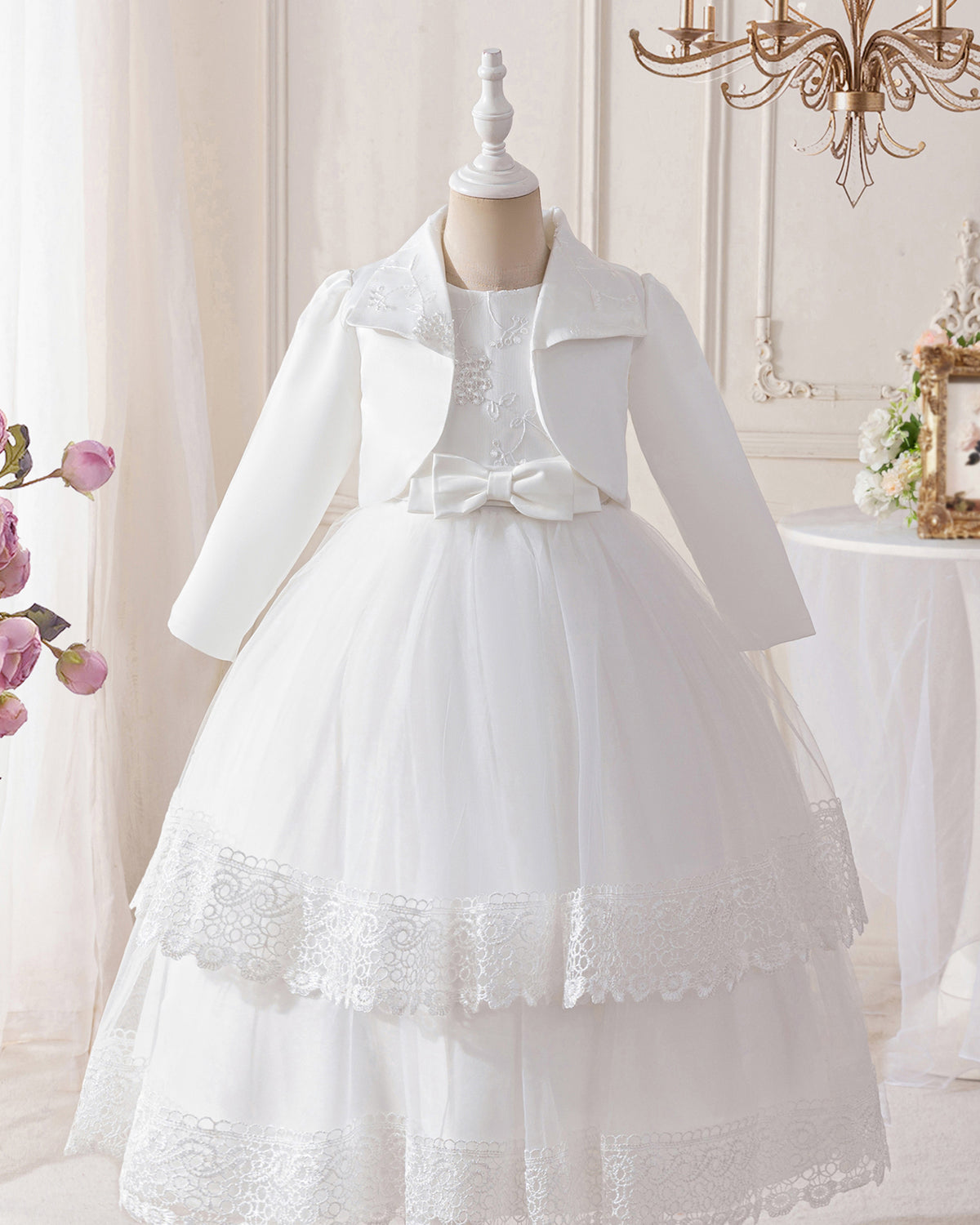 6002 Customizable Summer Flower Girls' Dresses White Princess Fluffy Wedding Frock Kids Suit