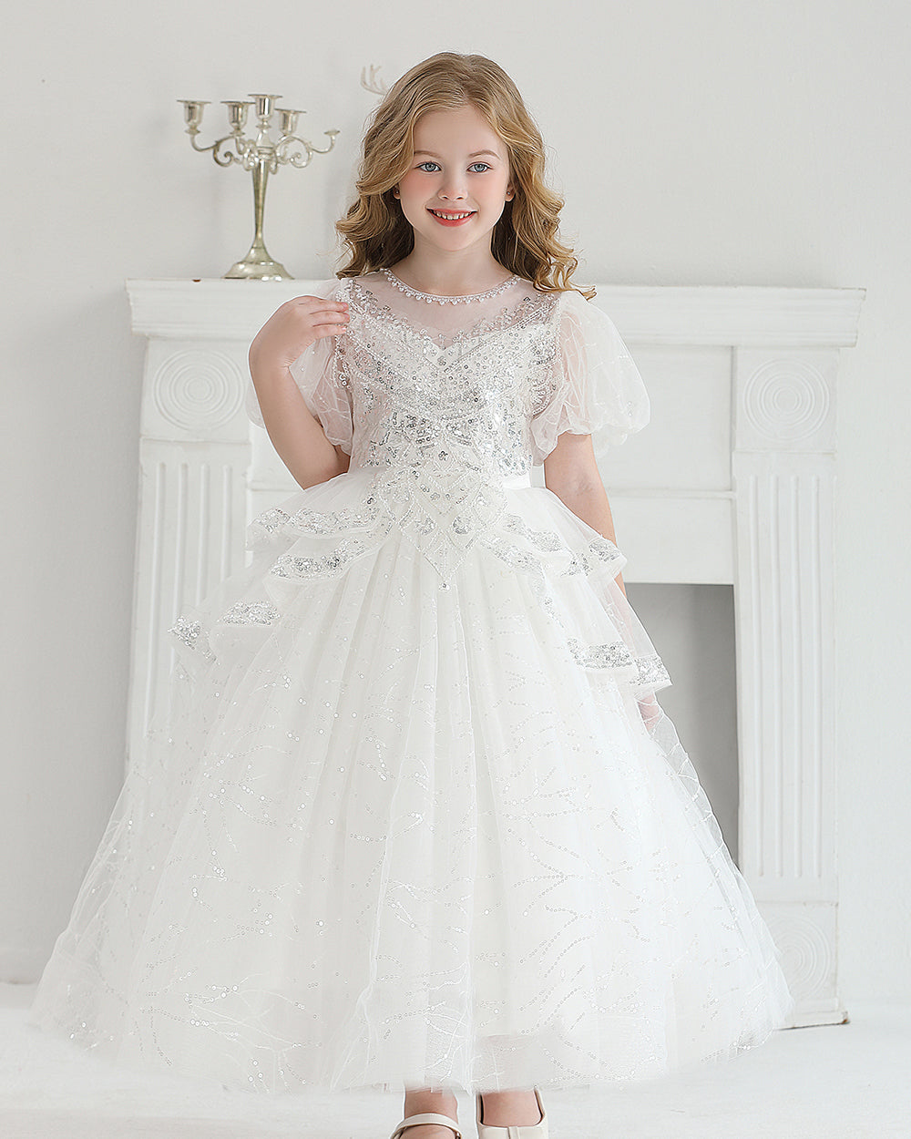 5133 Wedding Dresses Princess Sequin Lace Gown Flower Girls Dress up Birthday Christmas Luxury Kids Clothes