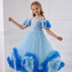 5239 Wholesale 9 Years Old Girls Party Dress Frilly Cupcake Turkey Style Fairy Long Frock Queen Princess Evening Baby Kids Clothes