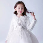 8546 Flower Girls Bolero Shrug Accessories Princess Cape Party Wedding Dress up White Girls Princess Faux Fur Wraps Shawl