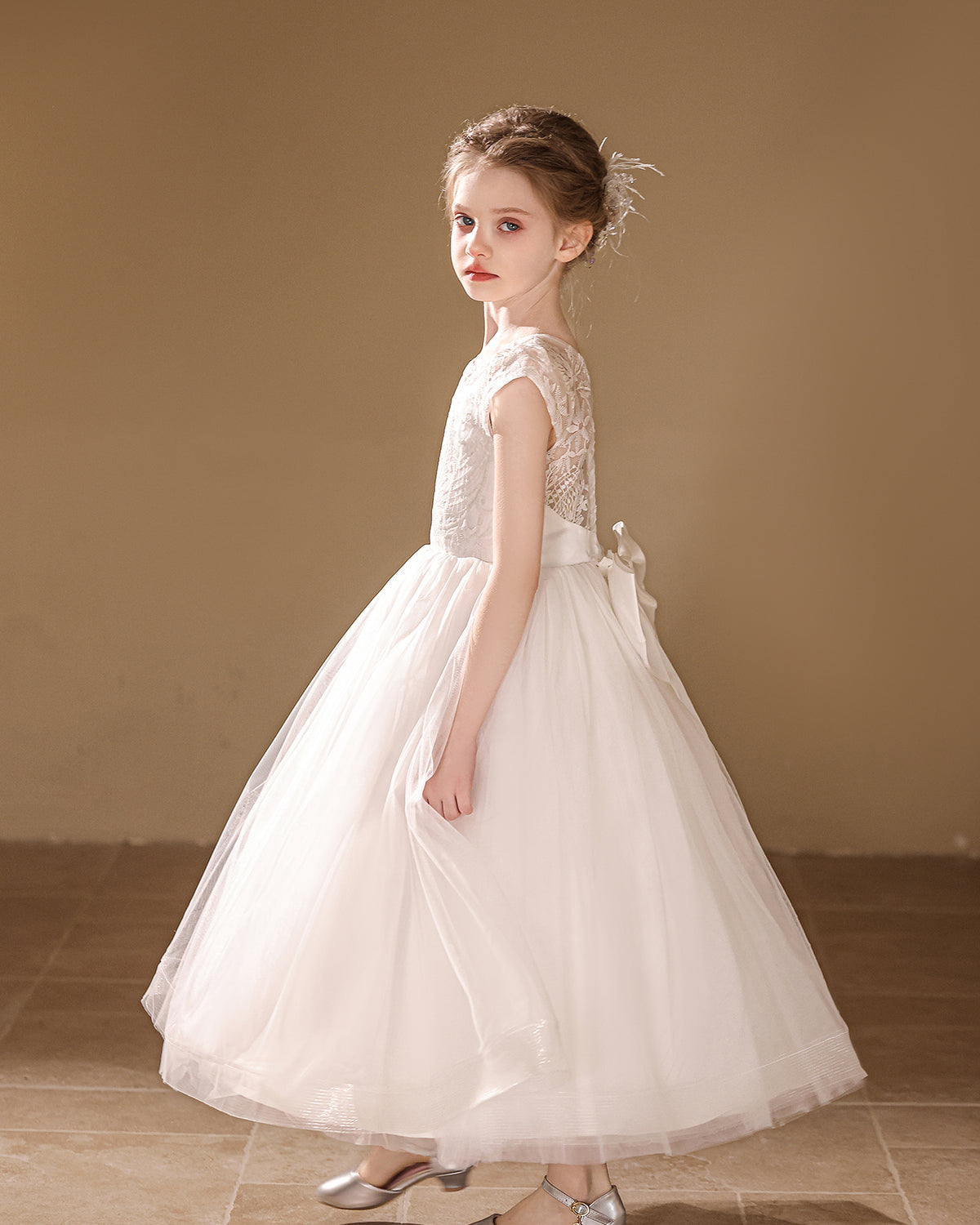 6262 Flower Lace Kid Dress Girls Wedding Evening Costume Girls Clothes Princess Party Pageant Dresses Girls