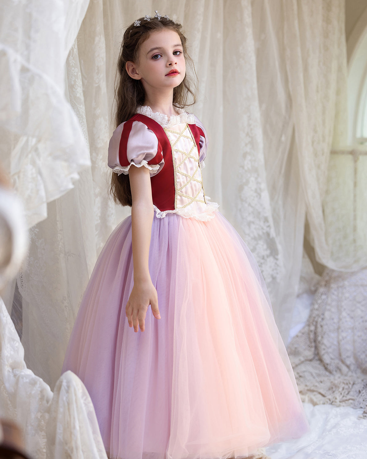5209 Princess Dresses for Kids Prom Ball Gowns Elegant Festival Party Puffy Flower Girl Dress Piano Performance Clothing