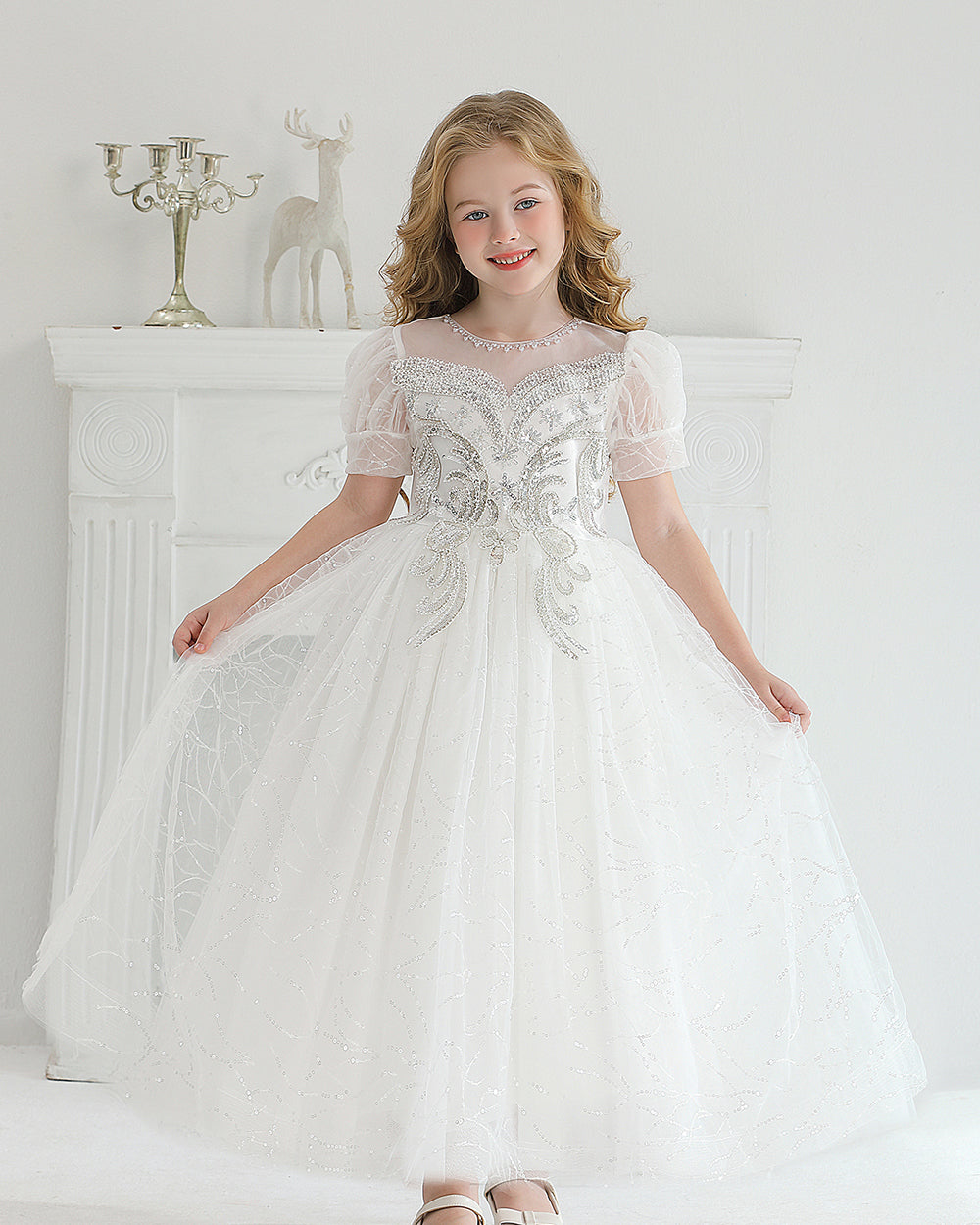 5132 Princess Dress for Girls Summer Wedding Dresses Floral Birthday Parties Special Occasions Kids Wear Wholesale