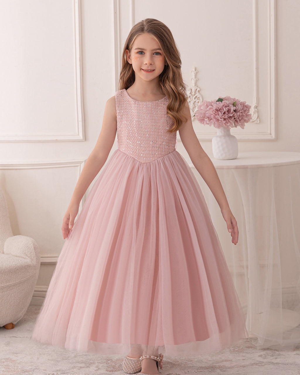 5098 Dresses for Girls Pageant Wedding Birthday Party pink Children Clothes Princess Flower Girls' Dresses