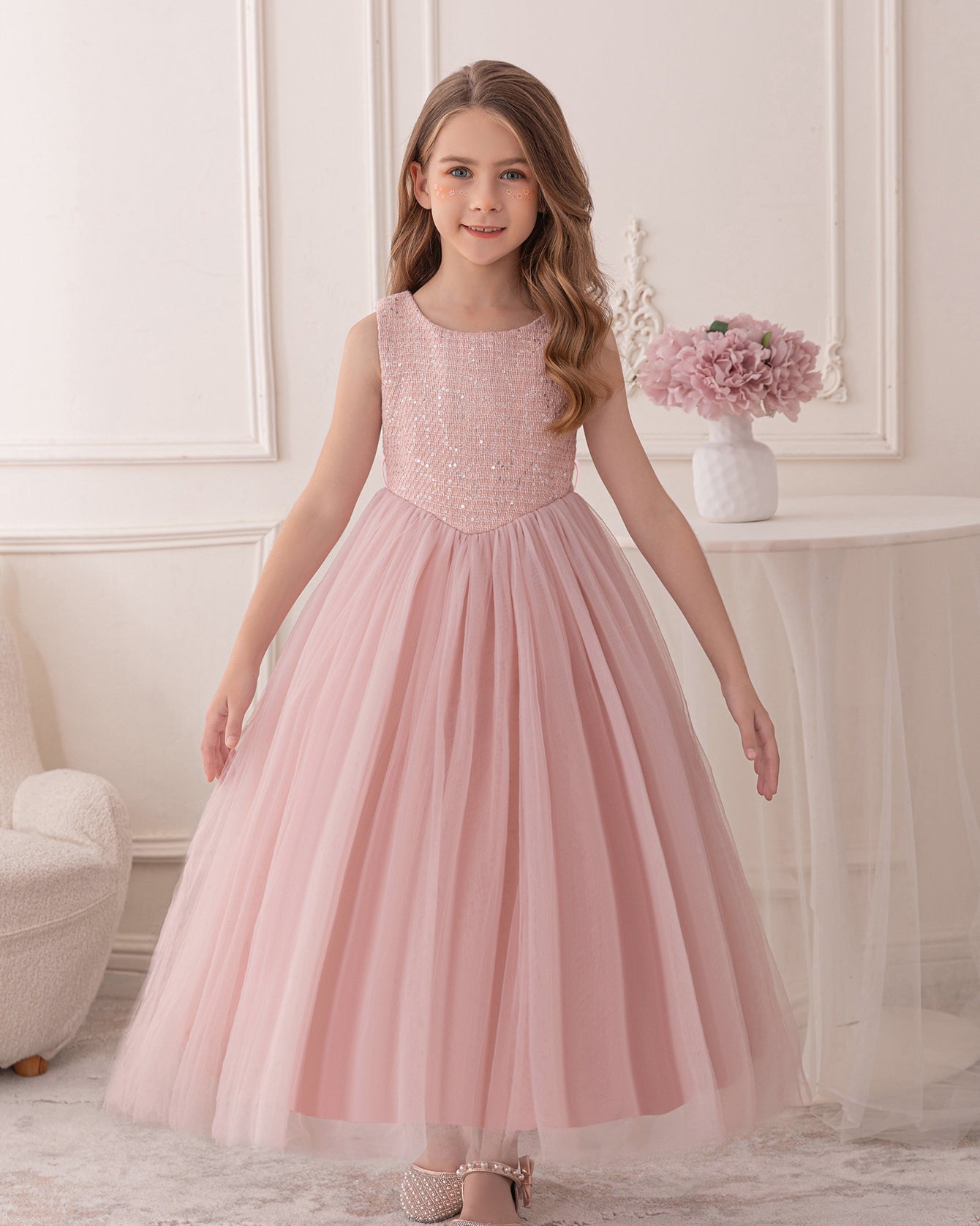 5098 Dresses for Girls Pageant Wedding Birthday Party pink Children Clothes Princess Flower Girls' Dresses