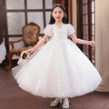7811 Birthday Dresses for Girls Short Sleeve Frocks Design Formal Lace Flower Long Girl Dresses Wedding Kids