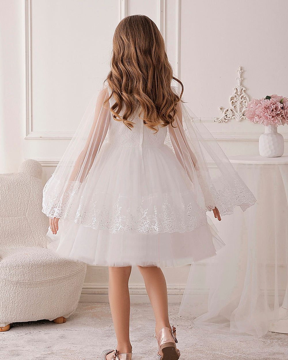 5110 Children's Dress Party Kids Wear Embroidery Lace Wedding 3 to 10 Years Birthday Girls Flower Dresses