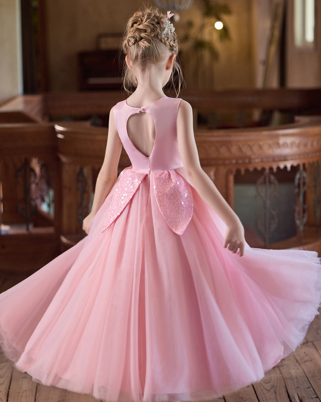 5267 Kids Dresses for Girls Elegant Sequin Lace Formal Princess Frock for 6-11Y with Wedding Birthday Party Flower Girls' Dress