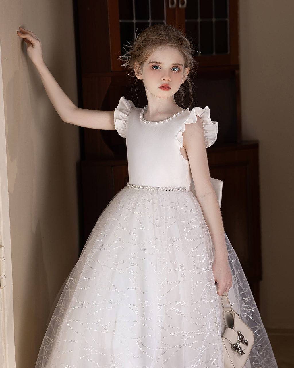 5139 Elegant Girl Fluffy Kids Dress for Girls Wedding Ceremony Costume Birthday Outfits White Princess Party Flower Girl Dresses