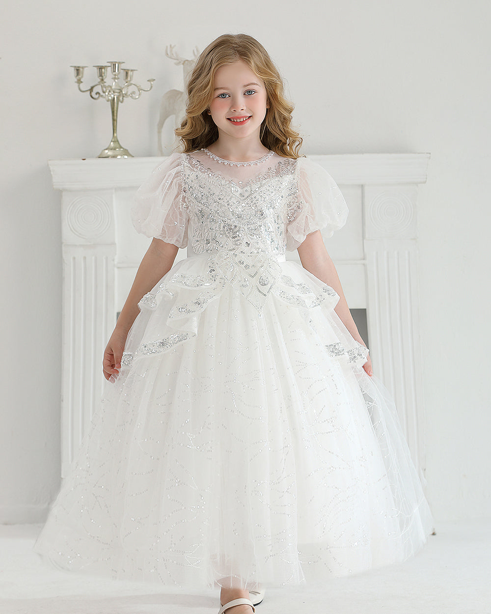 5133 Wedding Dresses Princess Sequin Lace Gown Flower Girls Dress up Birthday Christmas Luxury Kids Clothes