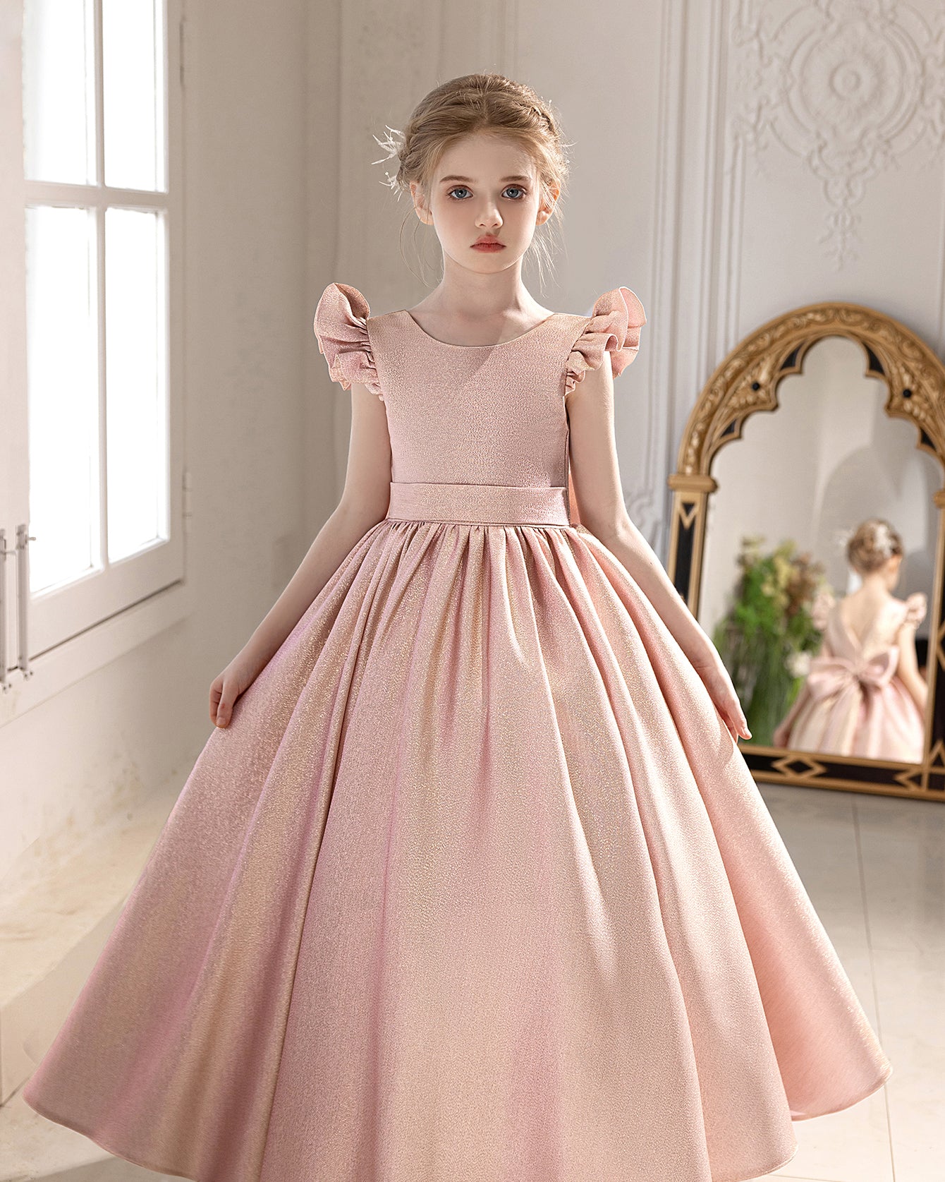 5156 High Quality Party Kids Dresses for Girls Formal Style Princess Fashion Backless Dress  Teenage Girls Clothing