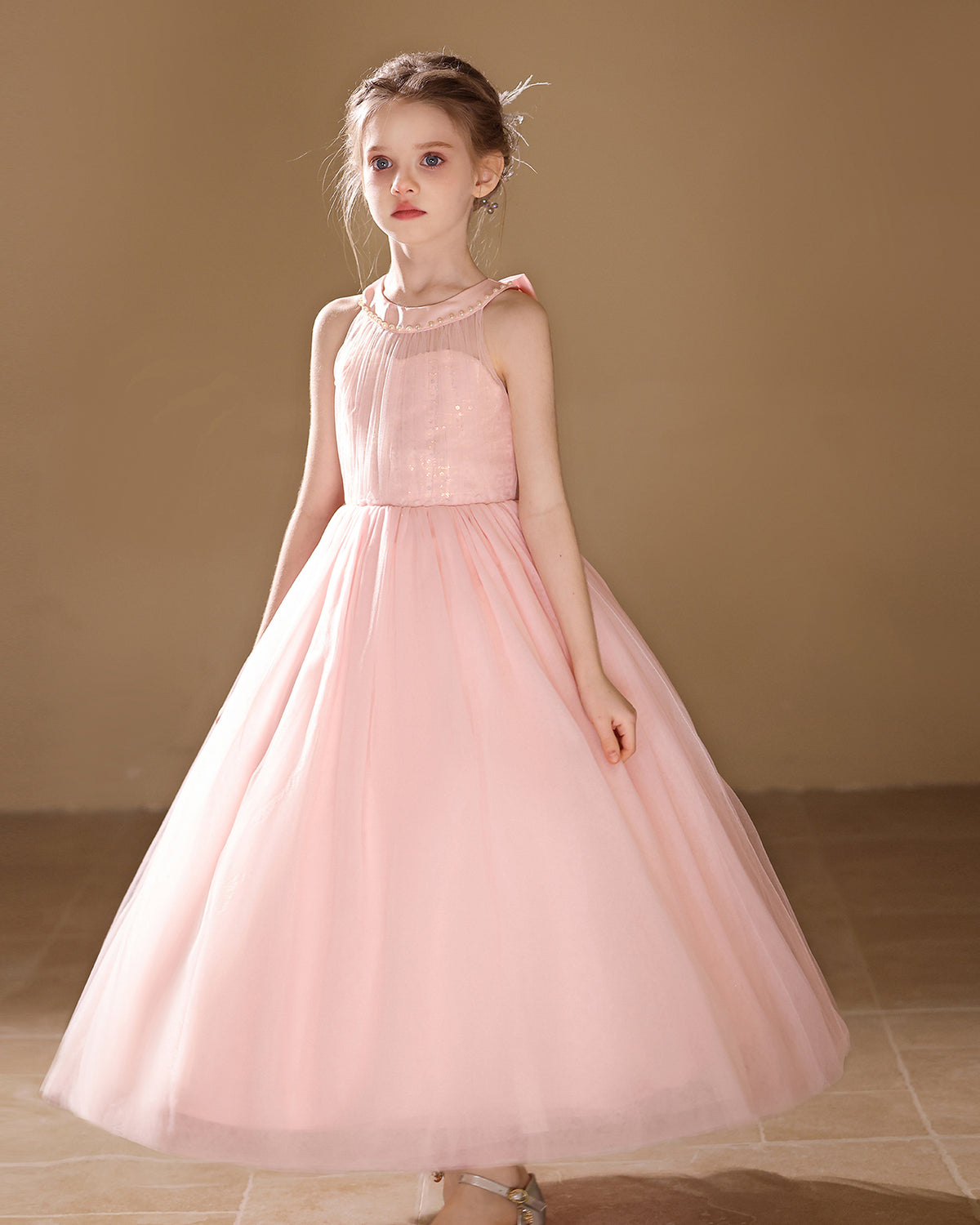 6261 Flower Girls Dresses Long Skirt Princess for Wedding Elegant Birthday Party Girls Dress Children Frock Design