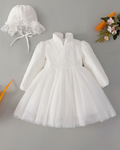 9815 Baby Girl Baptism Dress 3-24 Months White Lace Sleeveless Christening Dress Wedding Party Outfit