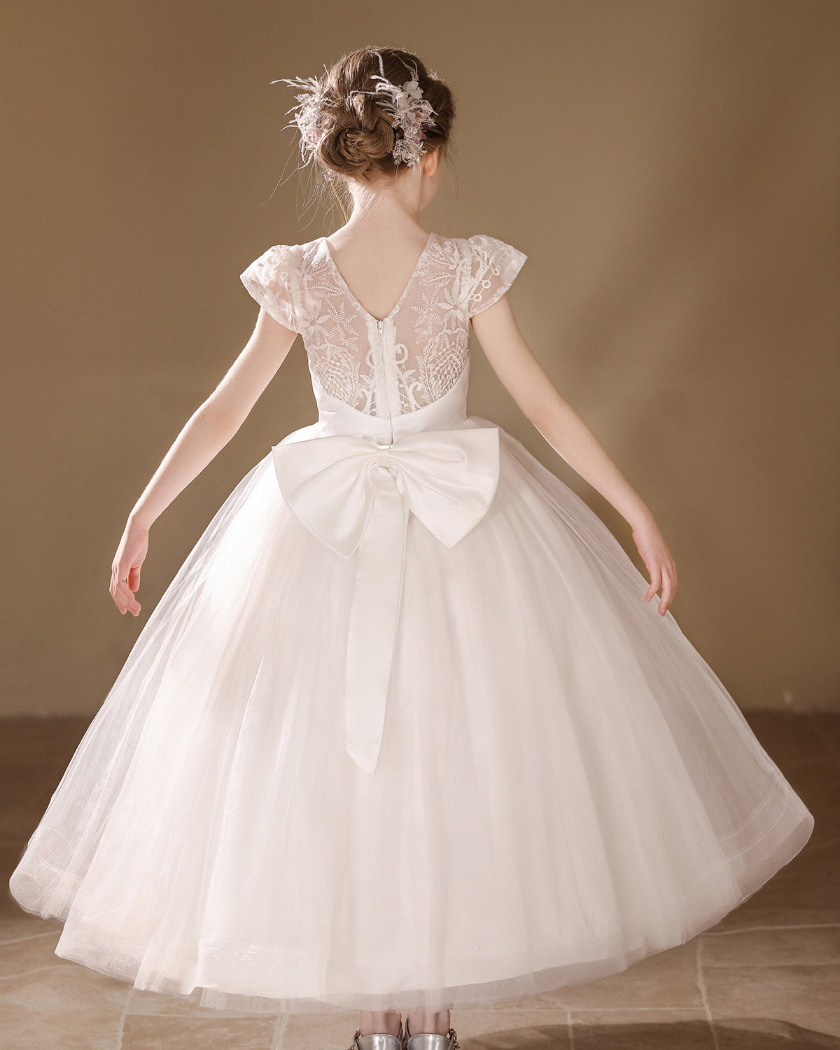 6262 Flower Lace Kid Dress Girls Wedding Evening Costume Girls Clothes Princess Party Pageant Dresses Girls