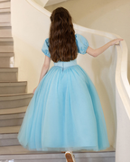 5206 9 Years Old Girls Baby Blue Gown Handwork Pakistan Style Elegant Bridesmaid Birthday Party Princess Dress Children Clothing