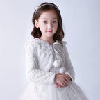 8546 Flower Girls Bolero Shrug Accessories Princess Cape Party Wedding Dress up White Girls Princess Faux Fur Wraps Shawl