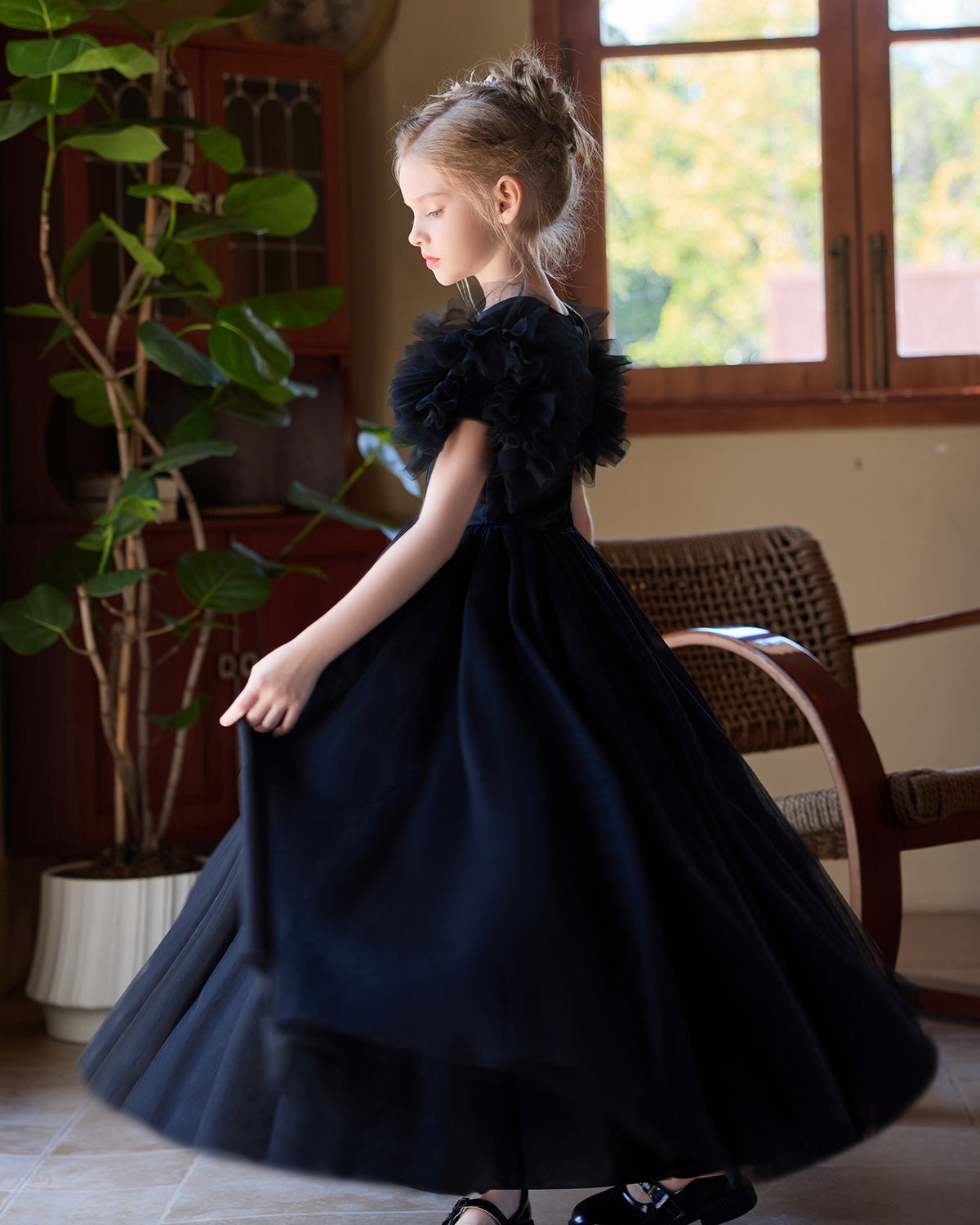 5261 Kids Dresses for Girls Elegant Sleeve Luxury Princess Dress Girl Party New Design Teenage Pageant Girls Clothes 8-12 Years