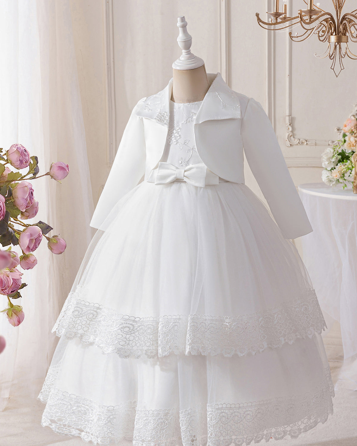 6002 Customizable Summer Flower Girls' Dresses White Princess Fluffy Wedding Frock Kids Suit