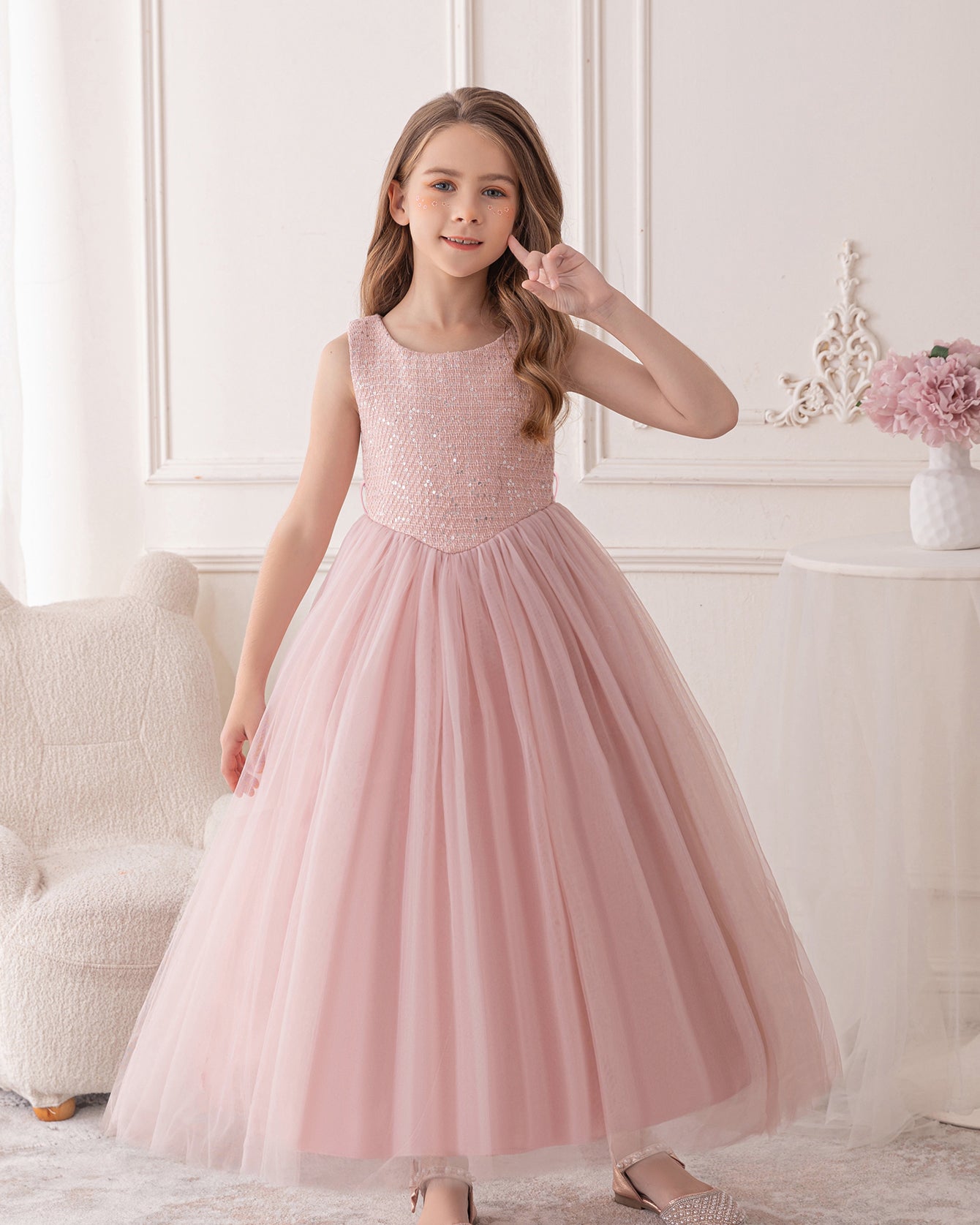 5098 Dresses for Girls Pageant Wedding Birthday Party pink Children Clothes Princess Flower Girls' Dresses