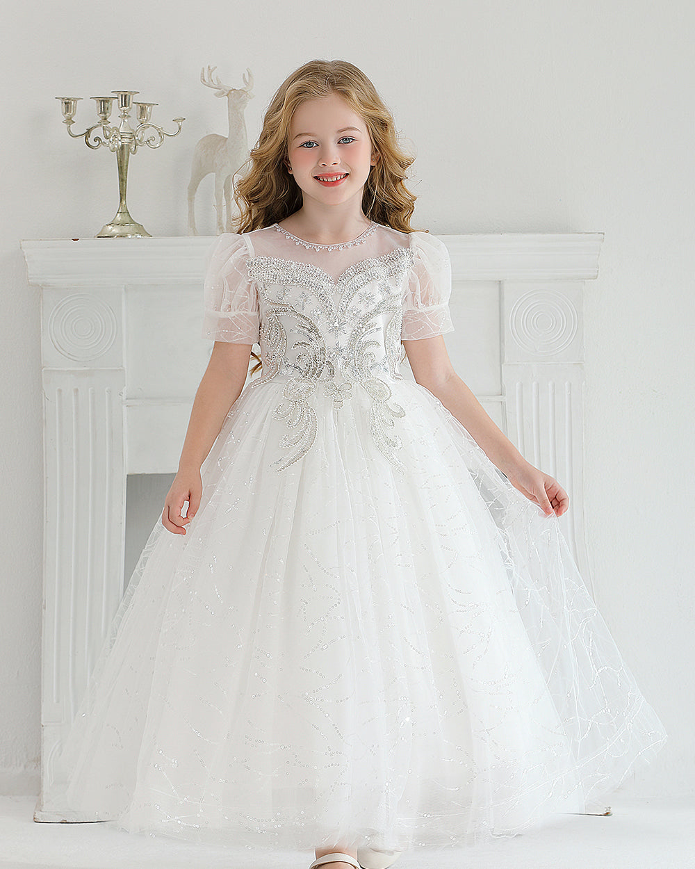 5132 Princess Dress for Girls Summer Wedding Dresses Floral Birthday Parties Special Occasions Kids Wear Wholesale