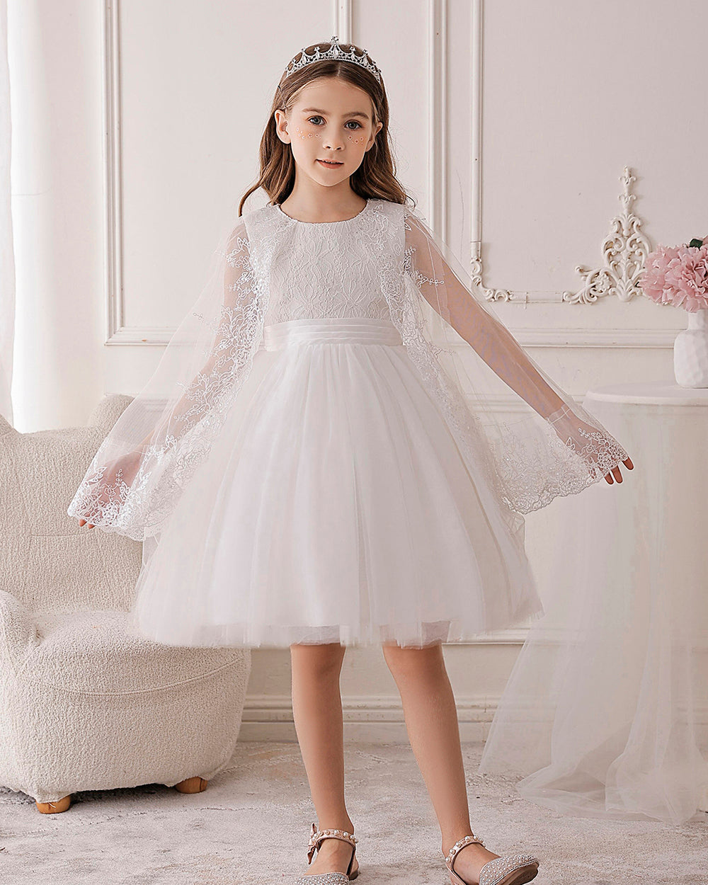5110 Children's Dress Party Kids Wear Embroidery Lace Wedding 3 to 10 Years Birthday Girls Flower Dresses