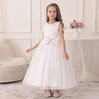 5087 High Quality Summer Dress Princess Gown White Bow Pageant Flower Wedding Gown Girls Dresses