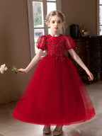 7725 Princess Wedding Dress Embroidery High Quality Bridesmaid Satin Style for Fashion Kids Clothes Wholesale