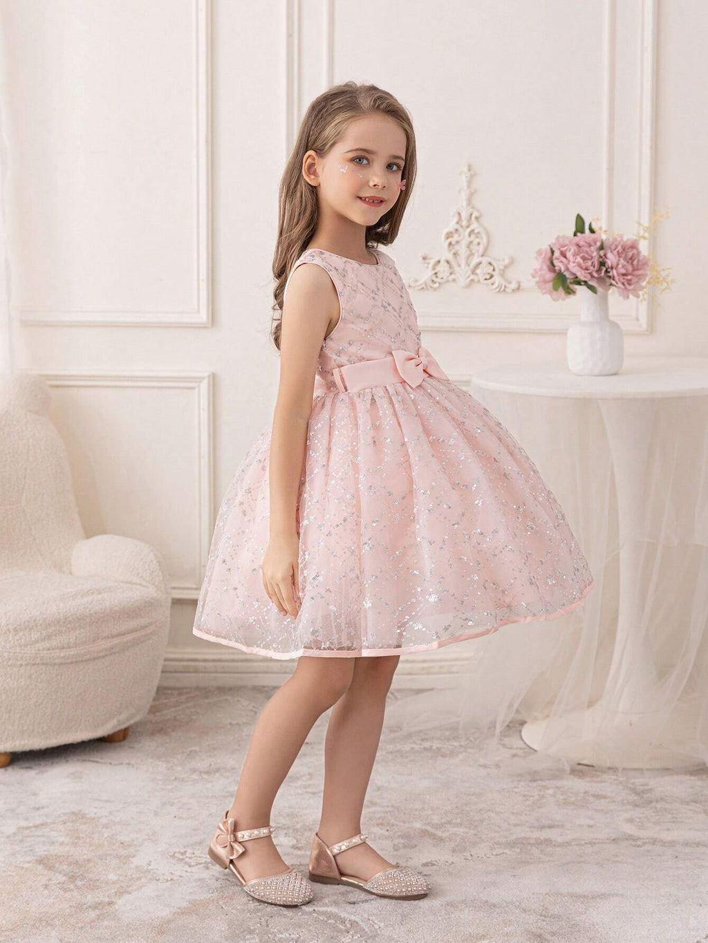 5093 Wholesale Embroidered Lace Princess Pageant Ball Gown Wedding Party Flower Girl Dress for Little Girls 5-11Y