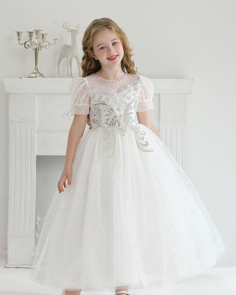 5132 Princess Dress for Girls Summer Wedding Dresses Floral Birthday Parties Special Occasions Kids Wear Wholesale