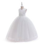 5091 Wholesale White Princess First Holy Communion Flower Girl Wedding Year 11 Graduation Dresses for 7-10 Years Old Kids Girls