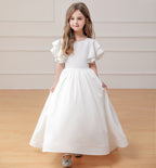 5052 Flower Girl Dress Beautiful Girls Casual Luxury Teenage Princess Wedding Pageant Sleeveless Prom Backless Fashion Ball Gown