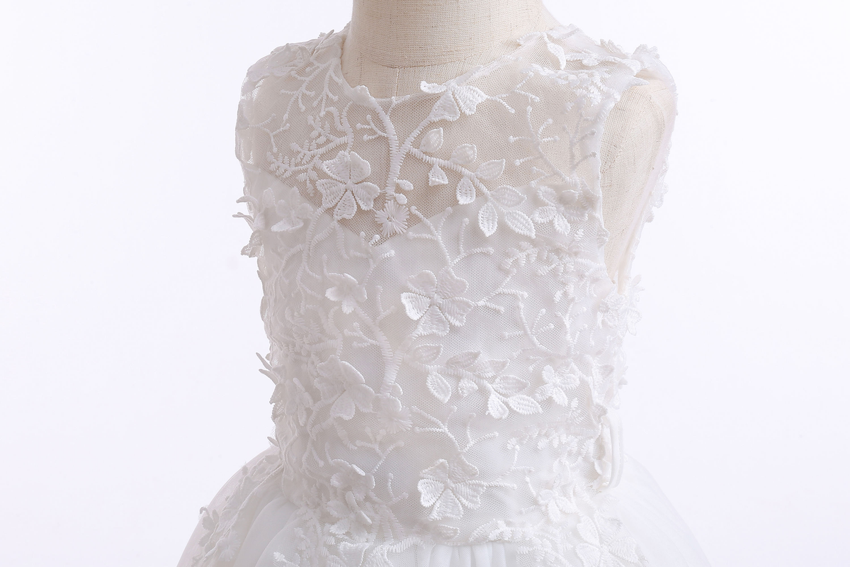 7789 Wholesale White First Holy Communion Dress Lace Custom Tutu Muslim Flower Girl Dress 8-9Y With Real Pictures Cheap Dresses