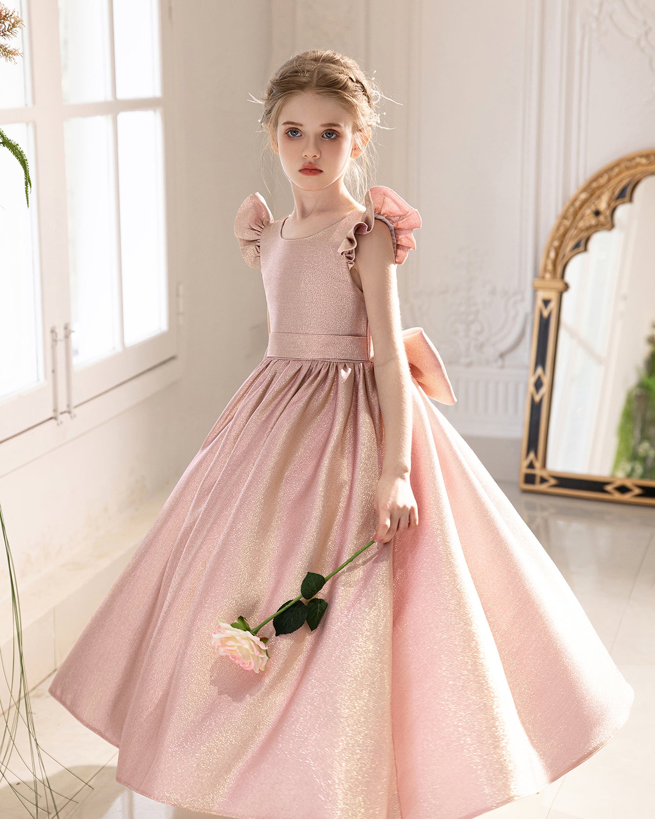 5156 High Quality Party Kids Dresses for Girls Formal Style Princess Fashion Backless Dress  Teenage Girls Clothing