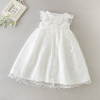 9890 Baby Girl Baptism Dress 3-24 Months White Lace Sleeveless Christening Dress Wedding Party Outfit