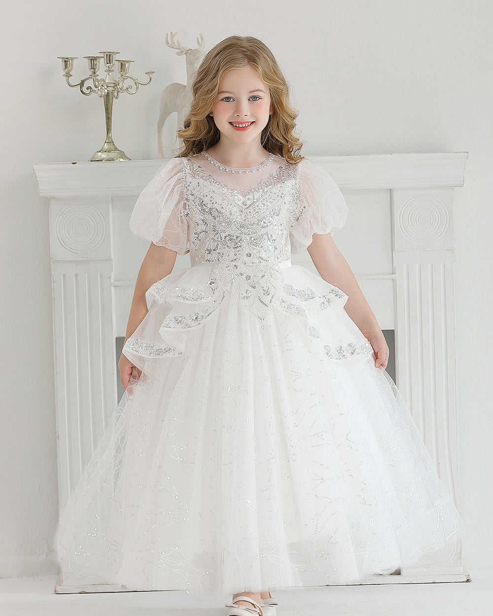 5133 Wedding Dresses Princess Sequin Lace Gown Flower Girls Dress up Birthday Christmas Luxury Kids Clothes