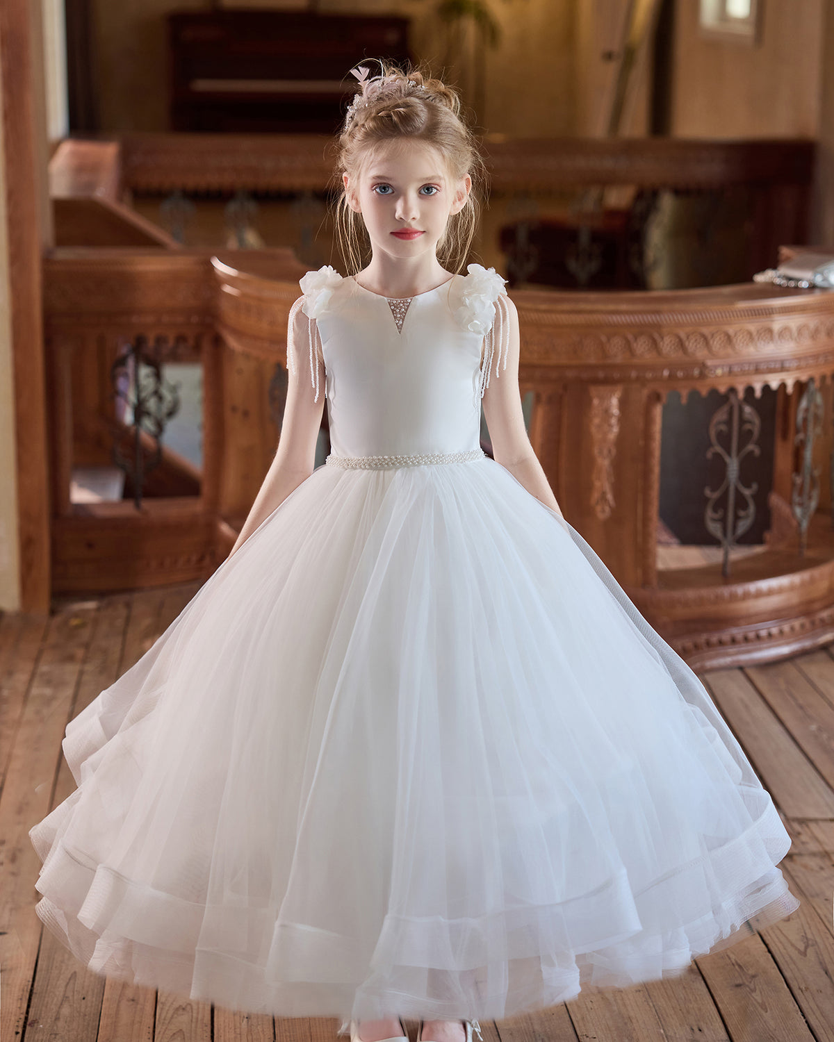 5257 Flower Girl Dresses Wedding Kids Elegant Girls' Dress Pageant Puffy Princess Party Children's Clothing