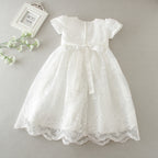 9133 Baby Girl Baptism Dress 3-24 Months White Lace Sleeveless Christening Dress Wedding Party Outfit