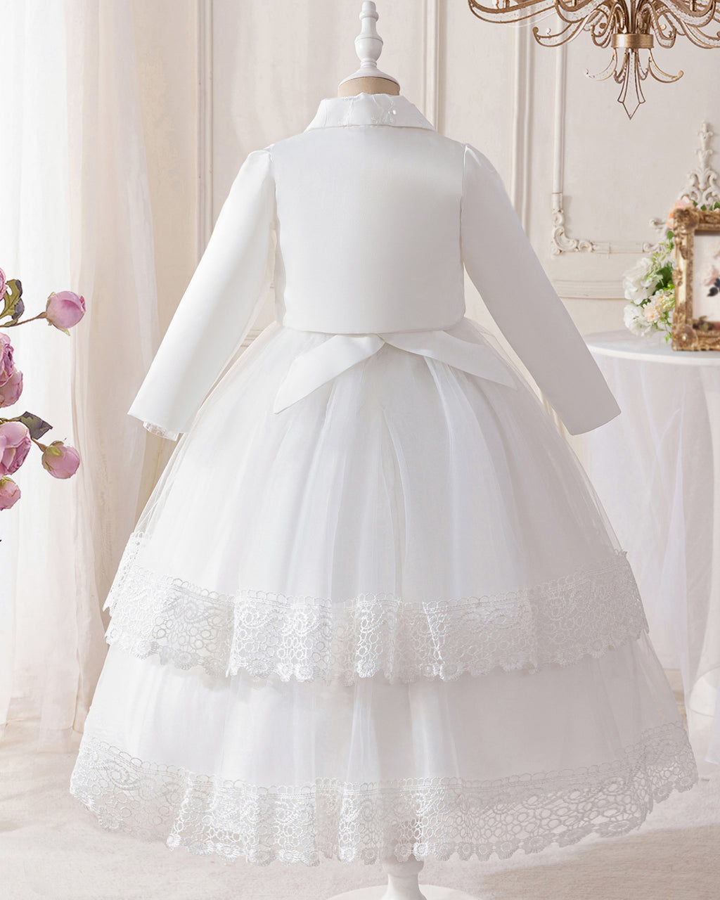 6002 Customizable Summer Flower Girls' Dresses White Princess Fluffy Wedding Frock Kids Suit