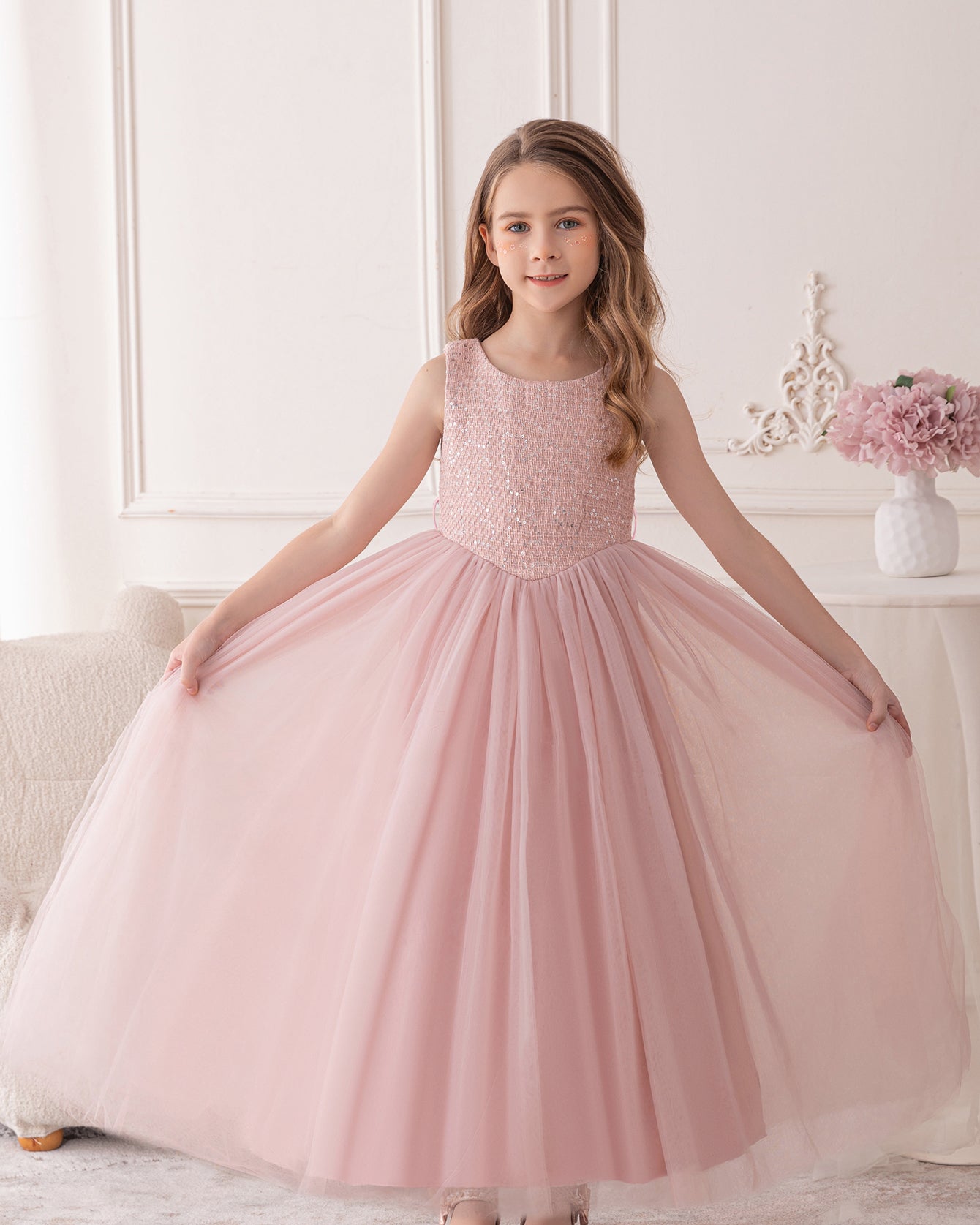 5098 Dresses for Girls Pageant Wedding Birthday Party pink Children Clothes Princess Flower Girls' Dresses