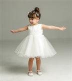 9120 New Baby Girls White Flower Girl Dress Wedding Ball Gowns European Style Kids Birthday Baptism Party Dresses
