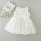 9608 Baby Girl Baptism Dress 3-24 Months White Lace Sleeveless Christening Dress Wedding Party Outfit