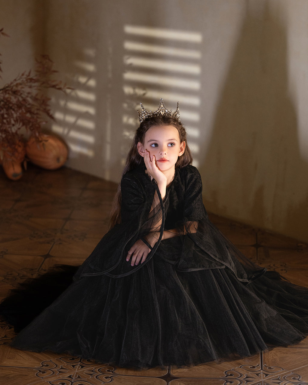 5201 Halloween Costume Children Clothes Girl Cosplay Party Black Dress Performance Costumes