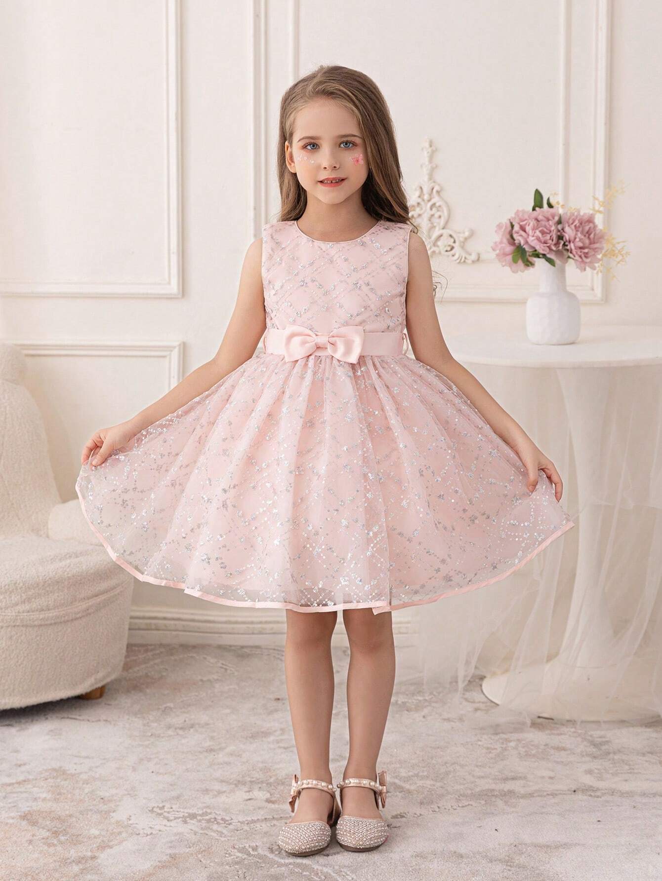5093 Wholesale Embroidered Lace Princess Pageant Ball Gown Wedding Party Flower Girl Dress for Little Girls 5-11Y