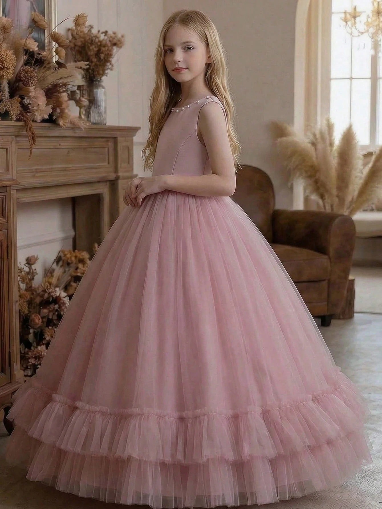 5191 Flower Girl Dresses Wedding Kids Lovely Puffed Backless Big Butterfly Bridesmaid Princess Teen Girls Clothing 15 to 16