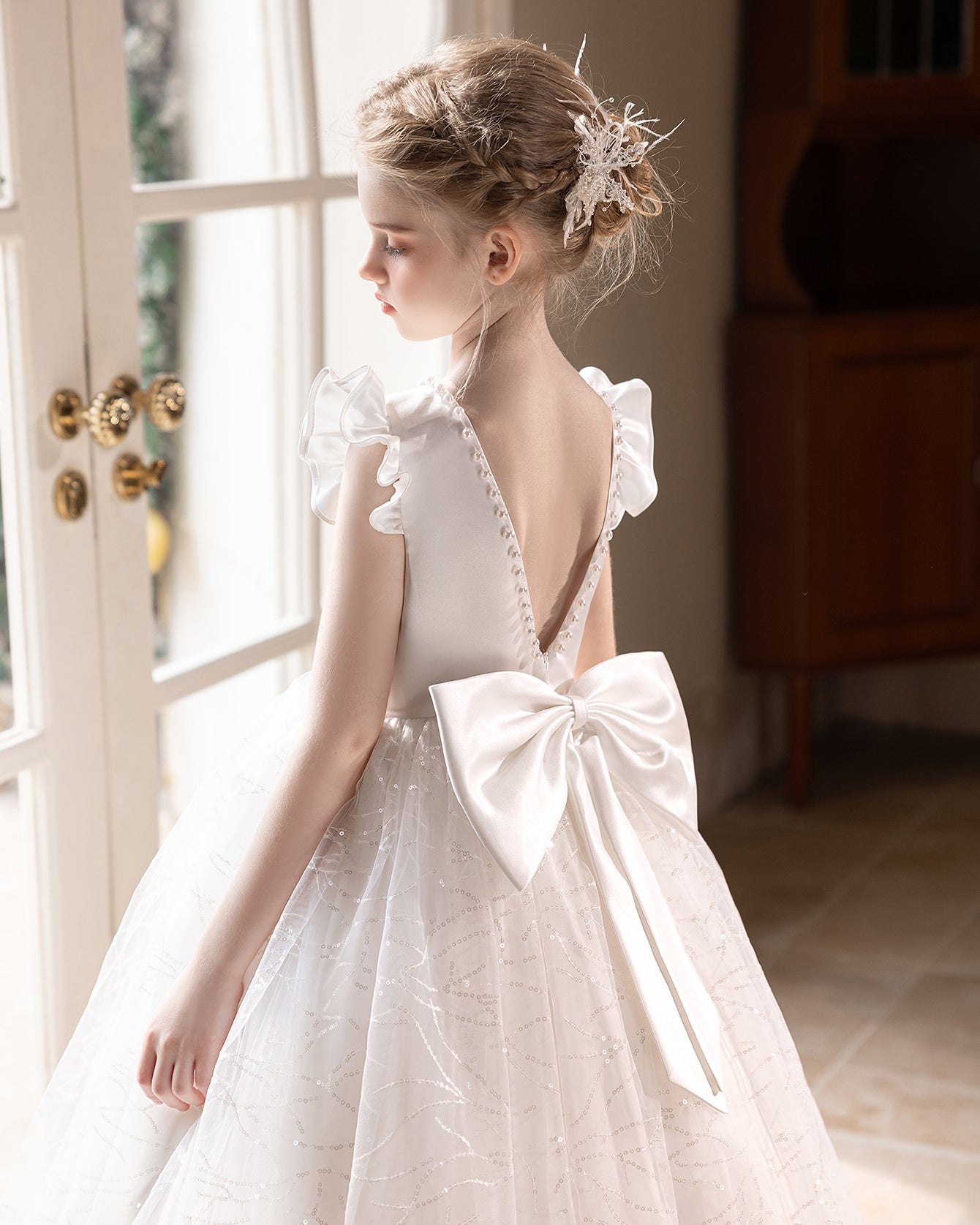 5139 Elegant Girl Fluffy Kids Dress for Girls Wedding Ceremony Costume Birthday Outfits White Princess Party Flower Girl Dresses
