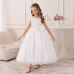 5087 High Quality Summer Dress Princess Gown White Bow Pageant Flower Wedding Gown Girls Dresses
