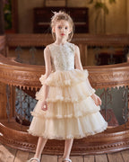 5262 Girls Party Dress Elegant Girls' Dresses Pageant Puffy Quality Cake Princess Gown Formal Special Occasions Frock