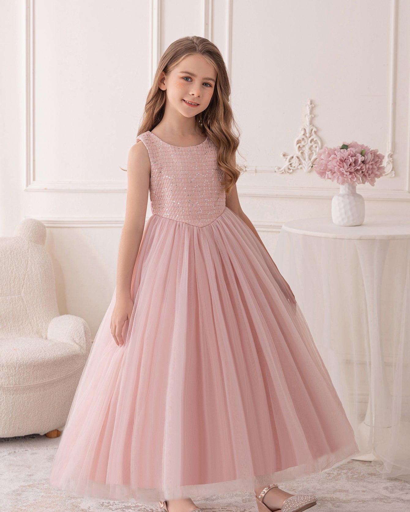 5098 Dresses for Girls Pageant Wedding Birthday Party pink Children Clothes Princess Flower Girls' Dresses